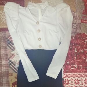 Chic White and Black Women's Blouse